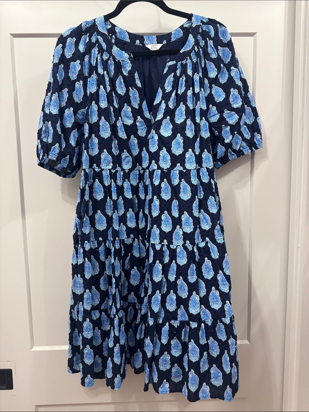 Blue Paisley Tiered Babydoll Dress